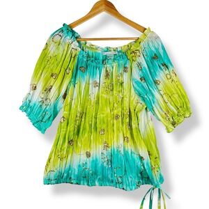 Fairy Crinkle Chiffon Top Womens Size Large Sequins Mermaid Tie Dye Y2K 2000s